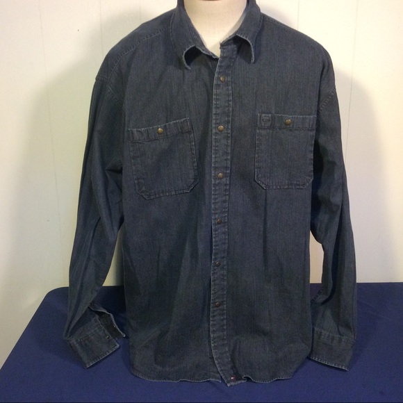 Tommy Hilfiger mens denim style snap button shirt size XXL - Picture 2 of 9